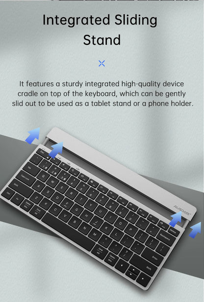 Bluetooth 5.1 Wireless Rechargeable Slim Keyboard With Sliding Stand Universal Noiseless Mini Portable Keyboard For iPad Tablet