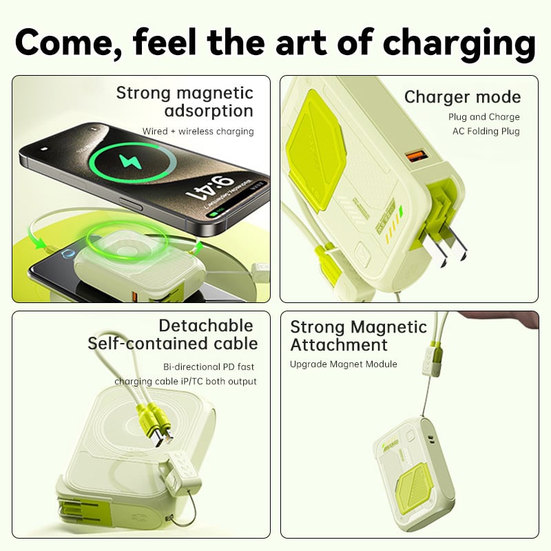 ⚡Multi-Functional 10000mAh Portable Wireless+Wired Charging Power Bank