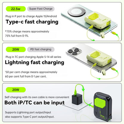 ⚡Multi-Functional 10000mAh Portable Wireless+Wired Charging Power Bank